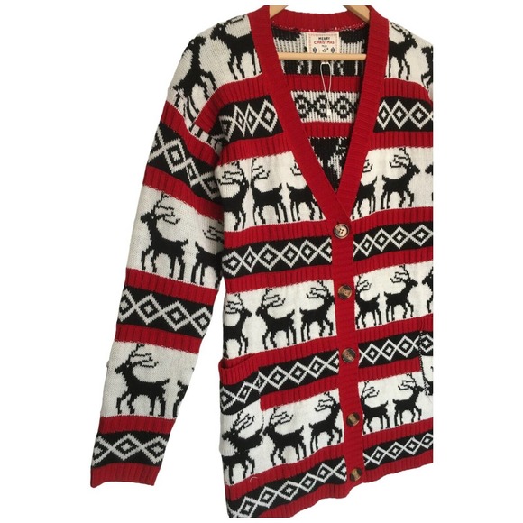 Merry Christmas Womens Size Small Cardigan Knit Sweater Holiday Long Sleeve Red - Picture 3 of 14